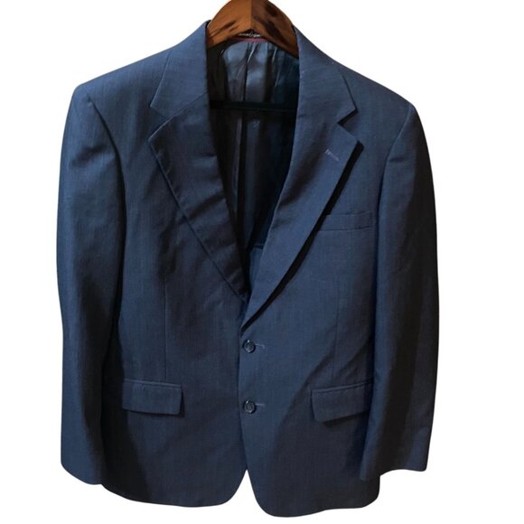 Stafford Mens Blazer Jacket Size 40R Navy Blue Wool Blend Made In USA - Picture 1 of 16